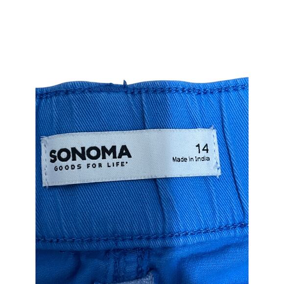 Sonoma Women's 14 Blue High Rise Wide Leg Cropped Chino Patch Pockets Pants - Picture 2 of 5